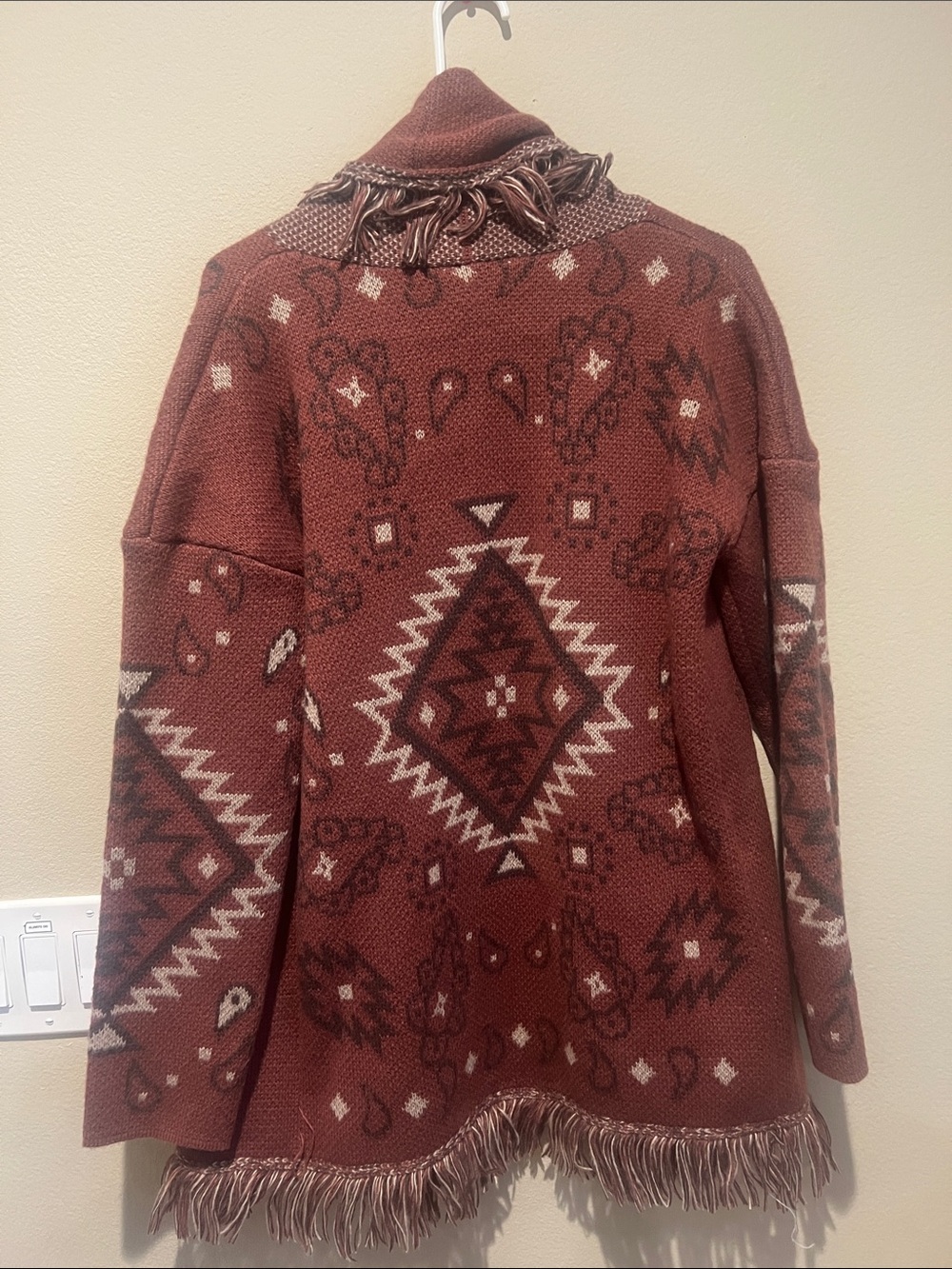 Aztec Graphic Shawl Collar sweater knit cardigan - Picture 3 of 3